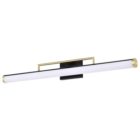 Nuvo Solano Large Vanity LED Black and Brushed Brass White Acrylic Lens 62/1539